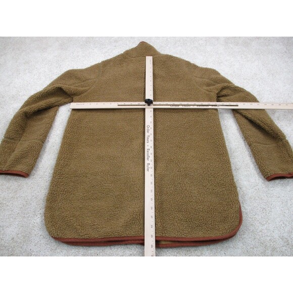 Old Navy Sweater Womens Medium M Caramel Brown Sherpa Shell Fleece Full Zip - Picture 7 of 10